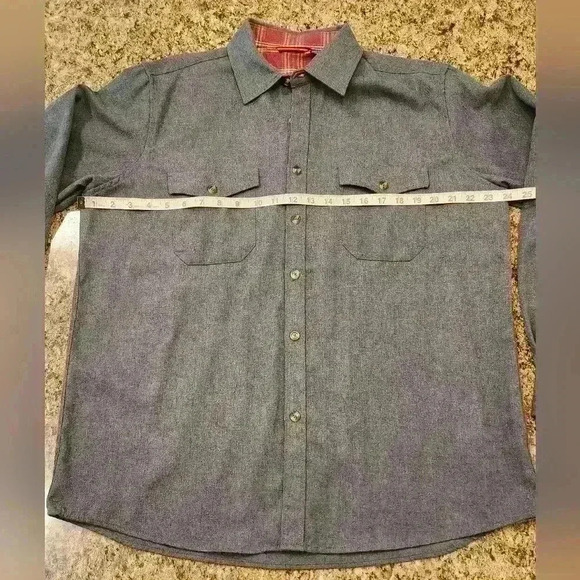 Men's Grey Flanel Long Sleeve Button-up Shirt Size Large - Picture 4 of 7